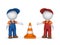 3d small people and traffic cone