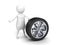 3d small person with car tire wheel