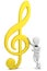 3d small person - golden music key