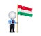 3d small person with a Hungarian flag in a hand.