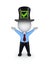 3d small person in top-hat with green tick mark.