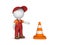 3d small person and traffic cone