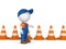 3d small person and traffic cones