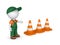 3d small person and traffic cones