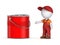 3d small person in workwear and paint can.