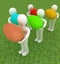 3d small persons holds the big Easter egg in a hand. 3d image. O
