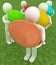 3d small persons holds the big Easter egg in a hand. 3d image. O