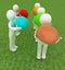 3d small persons holds the big Easter egg in a hand. 3d image. O