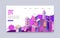 3D smart city with skyscrappers cityscape vector illustration banner. Urban background with isometric futuristic