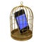 3d Smartphone in a birdcage