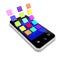 3d Smartphone with multi coloured icons
