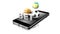 3d Smartphone with sport balls and bet live