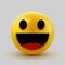 3D smiling ball sign Emoticon Icon Design for Social Network. Grinning emoticon. Emoji, smiley concept