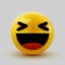 3D smiling ball sign Emoticon Icon Design for Social Network. Grinning emoticon. Emoji, smiley concept