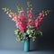 3d Snapdragon Arrangement: Teal And Pink Floral Vase