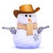 3d Snowman dressed as a cowboy