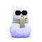 3d Snowman in sunglasses
