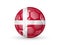 3D soccer ball with the Denmark national flag. Danish national football team concept