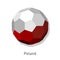 3D soccer ball with Poland team flag.