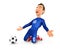 3d soccer player with blue jersey goal celebration