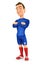 3d soccer player blue jersey standing with arms crossed