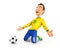 3d soccer player with yellow jersey goal celebration