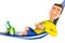 3d soccer player yellow jersey relaxing in a hammock