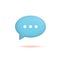 3d social media notification, speech bubble with three white dots, ellipsis. Button isolated on white background, vector