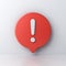 3d social media notification white exclamation mark in red round pin icon isolated on white background