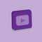 3d social media playing video in background. Purple play button to start multimedia with colorful video concept, audio playback.