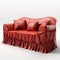 3d Sofa Slipcover With Ties: Elaborate Drapery Design In Red
