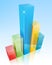 A 3d soft colored business chart on transparent bue background