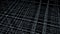 3D space with grid of lines. Animation. Multi-level grid of thin lines on black background. Intersecting thin lines in