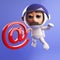 3d Spaceman astronaut floating in space with an email address symbol