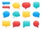 3d speech bubble icon, empty chat message or comment. Realistic talking and thinking balloon, social media text notification