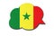 3d speech bubble with Senegalese national flag isolated on white background. Symbol of Senegal country