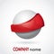 3d sphere white and red color glossy logo design