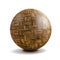 3D sphere with wood floor pattern material