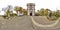 3D spherical panorama with 360 viewing angle. Ready for virtual reality or VR. Full equirectangular projection. Old cemetery. Old