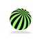 3D spherical shape. Striped green and black design element