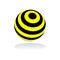 3D spherical shape. Striped yellow and black design element