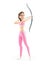 3d sporty woman aiming with bow and arrow