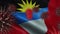 3D Spreading Coronavirus Disease on a Waving Antigua Barbuda Flag