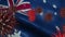 3D Spreading Coronavirus Disease on a Waving Australia Flag