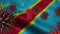 3D Spreading Coronavirus Disease on a Waving Congo democratic Flag