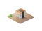 3d square shrimp sushi isometric concept