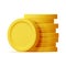 3D Stack of Gold Coins Icon Isolated.