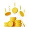 3D Stack of Gold Coins Icon Isolated.