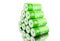 3d Stack of green batteries with recycling symbol .