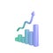 3D statistic graph bar with rising arrow in realistic cartoon style. Chart of growth profit. business and finance success